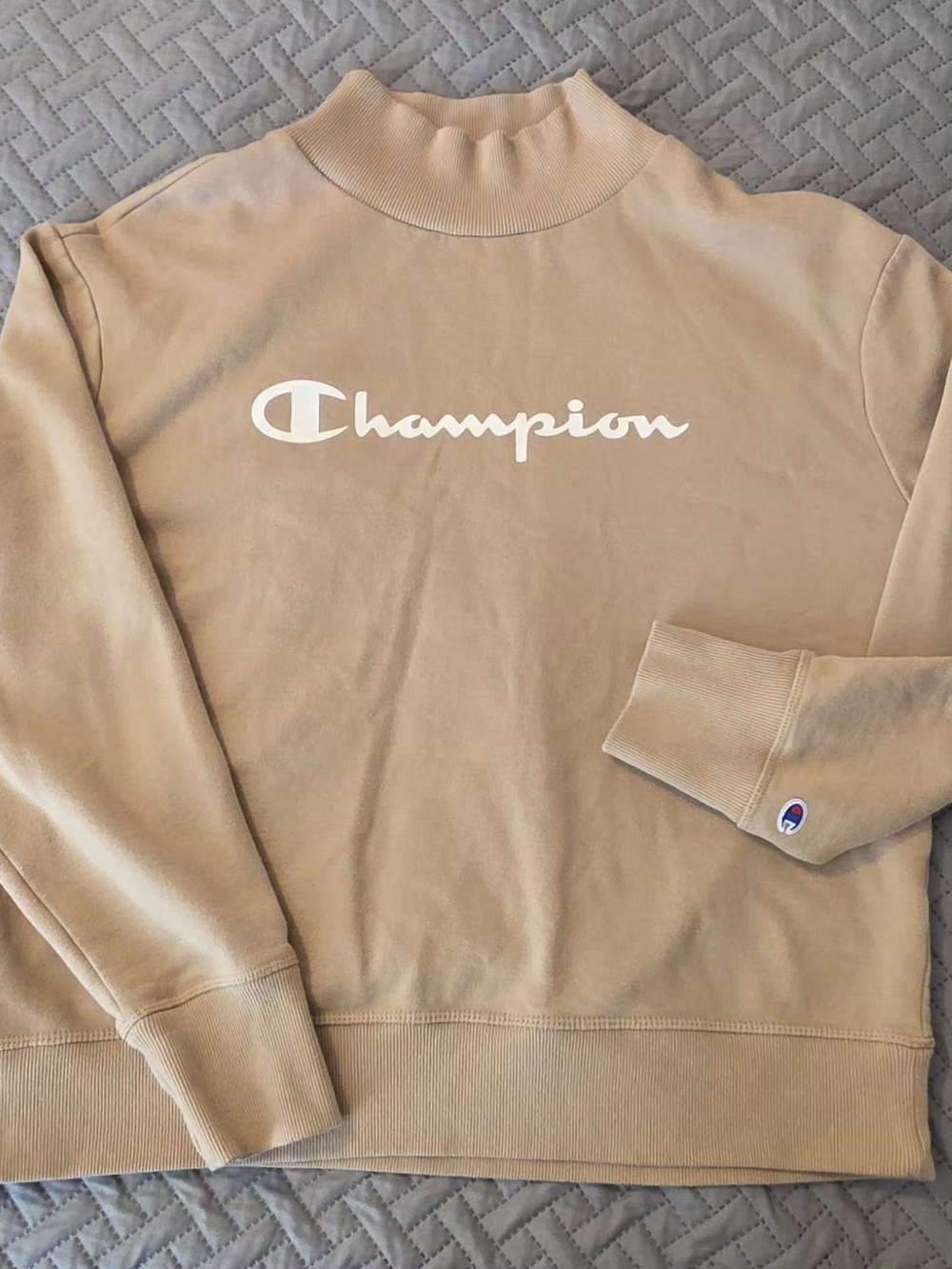 Champion Women’s Tan Turtleneck Logo Sweater